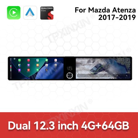 TPXINXIN Dual 12.3 inch for Mazda Atenzav 2017-2019 GPS Navigation Android 13 Car Radio CarPlay Multimedia Player Head Stereo Unit HD Screen