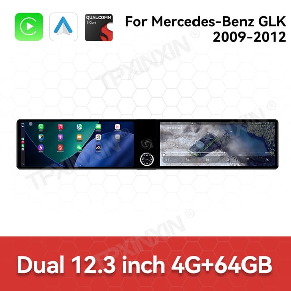 TPXINXIN Dual 12.3 inch for Mercedes-Benz GLK 2009-2012 GPS Navigation Android 13 Car Radio CarPlay Multimedia Player Head Stereo Unit HD Screen
