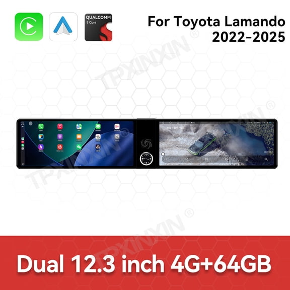 TPXINXIN Dual 12.3 inch for Toyota Lamando 2022-2025 GPS Navigation Android 13 Car Radio CarPlay Multimedia Player Head Stereo Unit HD Screen