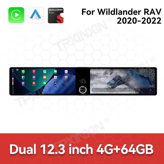 TPXINXIN Dual 12.3 inch for Toyota Wildlander RAV 2020-2022 GPS Navigation Android 13 Car Radio CarPlay Multimedia Player Head Stereo Unit HD Screen