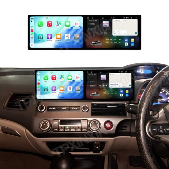 TPXINXIN Dual 9.1 inch Screen Car Radio For Honda Civic 2006-2011 Android 15 Multimedia Player GPS Navigation Auto DSP Stereo Host
