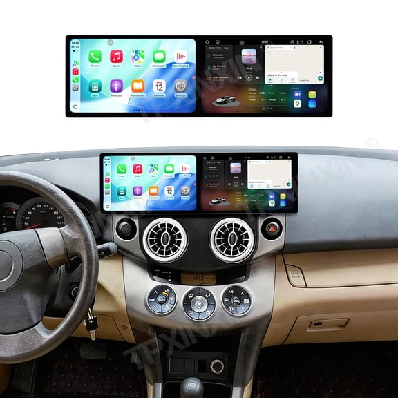 TPXINXIN Dual 9.1 inch Screen Car Radio For Toyota RAV4 2008-2012 Android 15 Multimedia Player GPS Navigation Auto DSP Stereo Host
