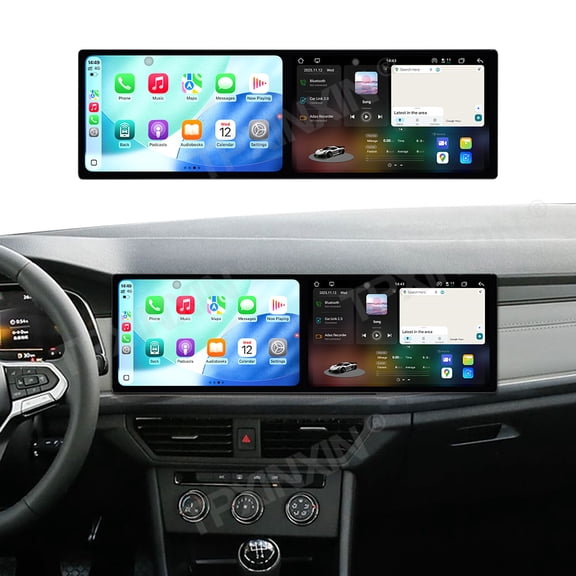 TPXINXIN Dual Screen 10.1 inch Android 14 for Volkswagen Bora 2023-2025 Car GPS Navigation, Front Passenger, Wireless Carplay Car Radio 4G DS