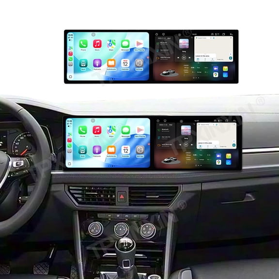 TPXINXIN Dual Screen 10.1 inch Android 14 for Volkswagen Sagitar 2019-2022 Car GPS Navigation, Front Passenger, Wireless Carplay Car Radio 4G DS