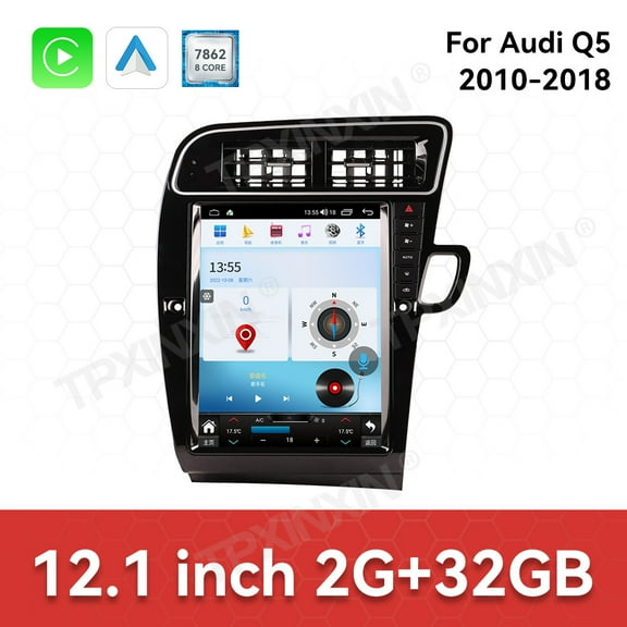 TPXINXIN For Audi Q5 2010-2018 Android 14 Carplay 12.1 inch Car Radio Stereo Automotive Multimedia Stereo Player GPS Navigation Head Unit(RHD)