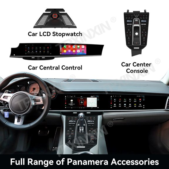 TPXINXIN Three-piece set for Porsche Panamera 2010-2016 Car Radio Package 12.3 inch Car Central Control+Car Center Console+Car LCD Stopwatch Plug and Play