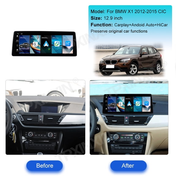 TPXINXIN Upgrade 12.9 Inch Car Radio Linux For BMW X1 CIC 2012-2015 Multimedia Player GPS Navigation Android Auto CarPlay Head Unit
