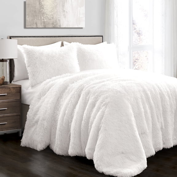 TPY 2 or 3Pc Emma Faux Fur Comforter Set - Textured, Ultra Soft & Fluffy, Warm & Cozy - College Picks - Dorm - Bedroom Decor and Accessories