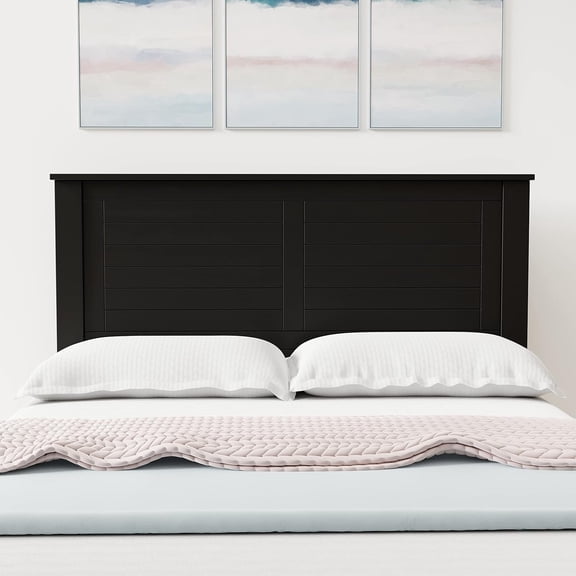Glenwillow Home Campagne Wood Panel Headboard in Black - Full Size