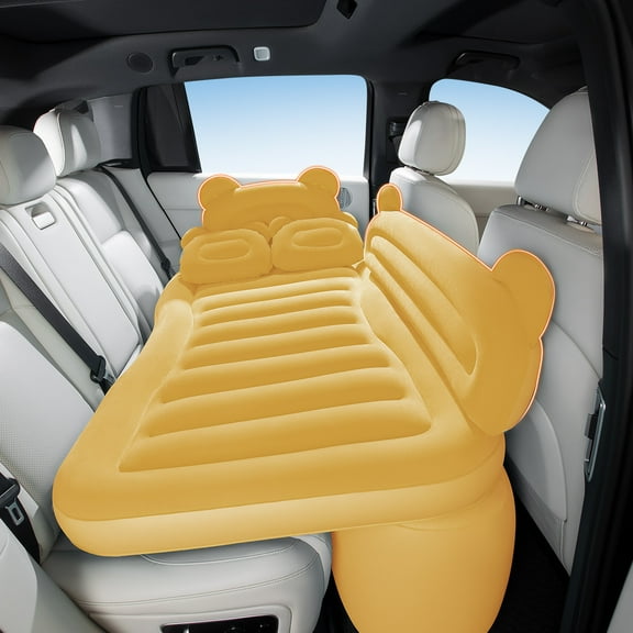 TPY Inflatable Car Air Mattress - Crib Design with Headrest & PVC Cover. Universal Fit for SUV/Sedan Backseat, No Pump Included.