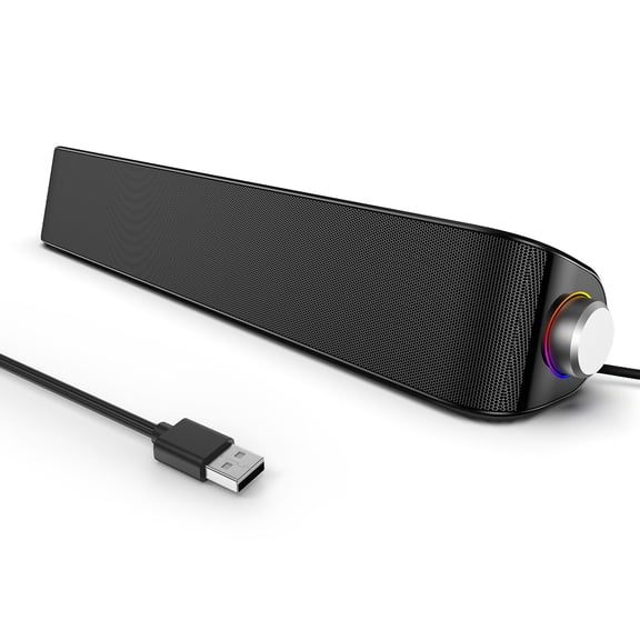 TProud Bluetooth Computer Speakers,Computer Speakers with Single USB for Power and Stereo Sound,PC Soundbar with LED Lighting,USB Gaming Speaker for Desktop,Laptop,Monitor