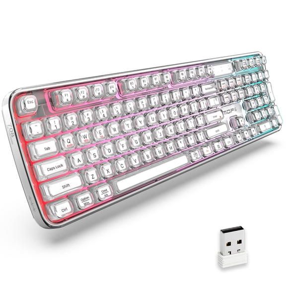 TProud Tri-Mode Wireless Gaming Keyboard, Bluetooth/2.4GHz/USB Wired, RGB Backlit Full-Size Keyboard with Number Pad for PC Laptop