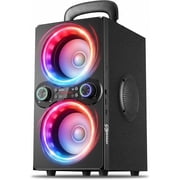TPyesss Party Loud Bluetooth Speaker 80W Peak Powerful Bass, Long Playtime, Vibrant Lights, Portable Wireless Speakers with TWS Pairing, Large Subwoofer for Outdoor, Garage & Home