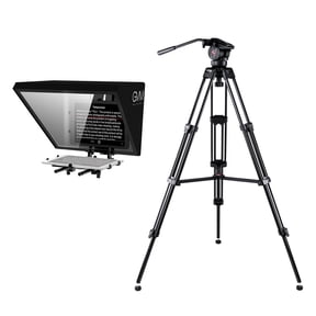 GVM TQ-L Tablet and Smartphone Teleprompter, Bundle with 3Pod V3AH 3-Section Aluminum Video Tripod