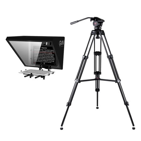 GVM TQ-L Tablet and Smartphone Teleprompter, Bundle with 3Pod V3AH 3-Section Aluminum Video Tripod