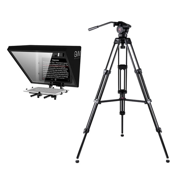 GVM TQ-L Tablet and Smartphone Teleprompter, Bundle with 3Pod V3AH 3-Section Aluminum Video Tripod