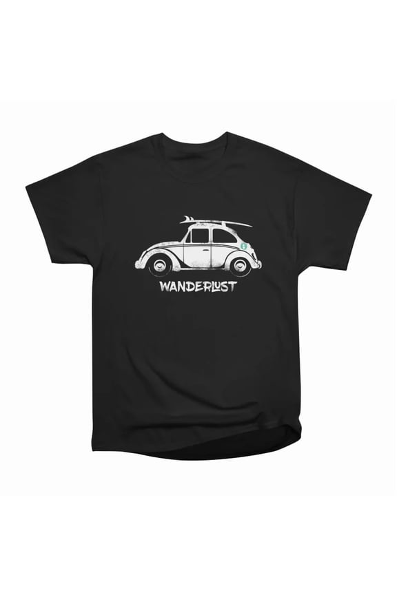 TQC Design White Wanderlust VW Bug T-Shirt Tee Gift For Him Merch For Her Apparel For Frie