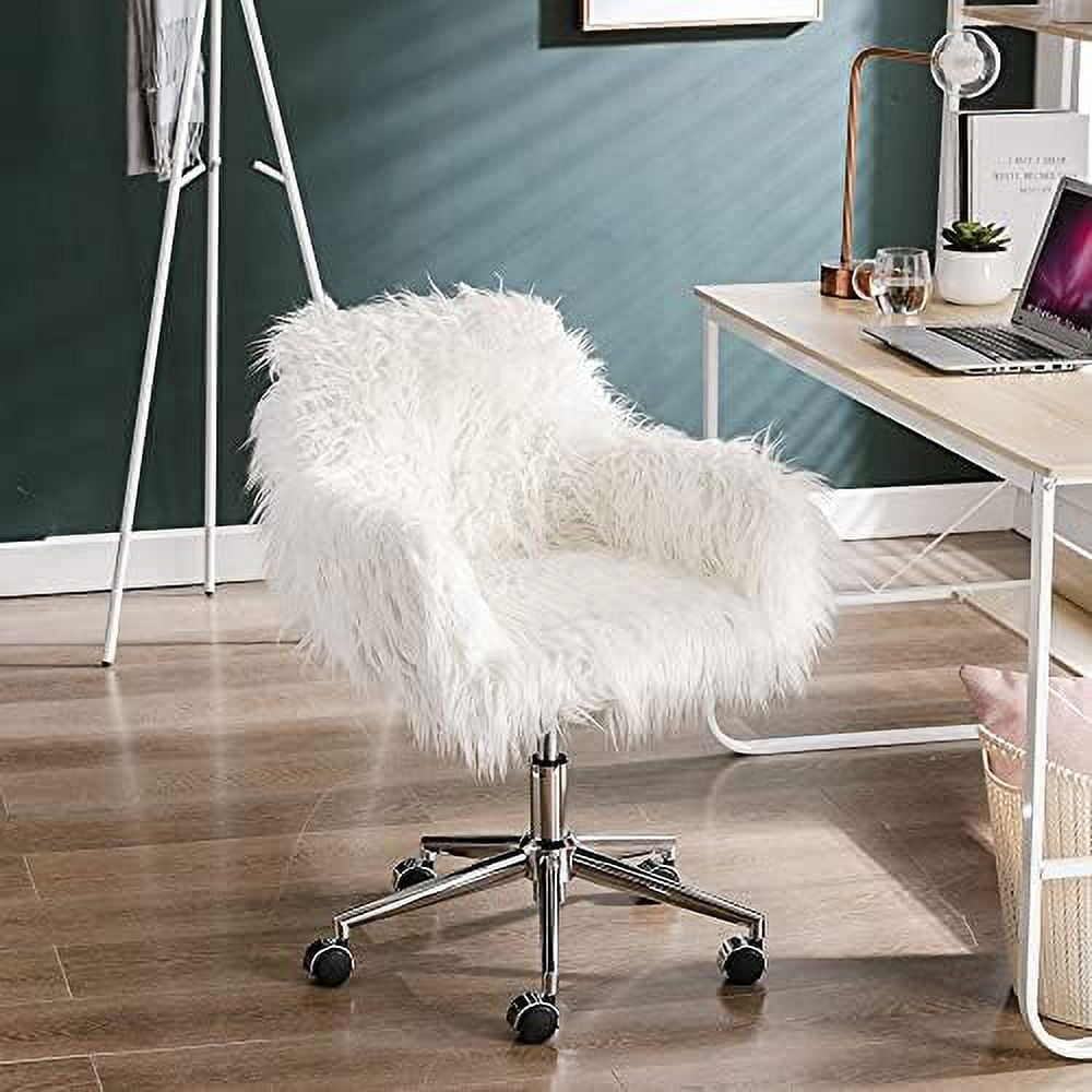 Tqjklfdy Faux Fur Chair Cute Modern Shaggy Faux Fur Chair Stool Home 