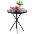 thumbnail image 1 of TQKVIPI 23.6" Outdoor&Indoor Patio Bistro Table, Small Round Side Table with Tempered Glass Top  & Metal Frame, Pub Table for for Patio, Yard, Balcony, Garden, Living Room, Bedroom, Black, 1 of 12
