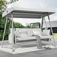 thumbnail image 1 of TQKVIPI Oversized 4 Person Outdoor Porch Swing with Adjustable Backrest Canopy,2-in-1 Swing Bed 800 lbs Capacity,Patio Swing with Removable Cushions for Yard Garden Poolside Balcony, 1 of 12