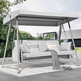 thumbnail image 1 of TQKVIPI Oversized 4 Person Outdoor Porch Swing with Adjustable Backrest Canopy,2-in-1 Swing Bed 800 lbs Capacity,Patio Swing with Removable Cushions for Yard Garden Poolside Balcony, 1 of 13