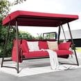 thumbnail image 1 of TQKVIPI 3-4 Seat Outdoor Porch Swing with Adjustable Canopy Patio Swing Bed with Stand Large Swing Glider Bench Chair Outside 800 lbs with Removable Cushions for Yard Garden Poolside Balcony, 1 of 12