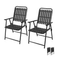 thumbnail image 1 of TQKVIPI Outdoor Folding Bistro Chairs Set of 2, Black Anti-Rust Patio Dining Chairs, No Assembly Required, Indoor Outdoor Furniture for Bistro, Balcony, Porch, Yard, Garden, 1 of 8