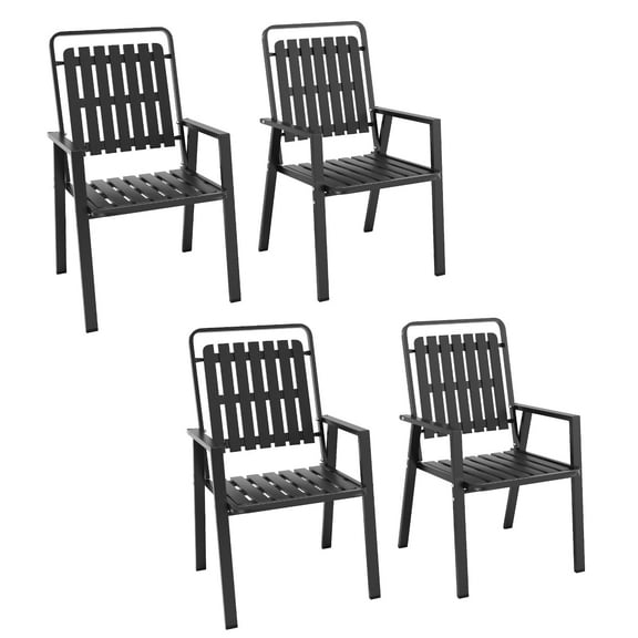 CHINNLUU 350LBS Outdoor Patio Chairs Set of 4, Patio Dining Chairs with Metal Frame, Heavy-Duty Outdoor Chairs with Armrest for Garden, Poolside, Backyard, Lawn