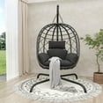 thumbnail image 1 of TQKVIPI Wicker Egg Chair Outdoor Indoor,Foldable Patio Hanging Egg Chair with Stand,Swing Chair with UV Resistant Cushion 350lbs Capacity for Bedroom, Patio, Garden and Balcony (Black+Dark Grey), 1 of 12