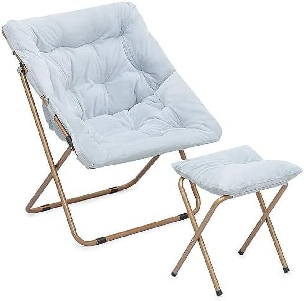 TQNLKGZ Square Foldable Oversized Saucer Chair for Adults with Ottoman