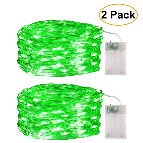 TQS 32ft St Patricks Day LED Fairy Lights Green String Light Waterproof Copper Wire Lights 2 PacK