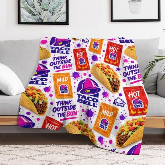 TQT Taco Bell Fast Food Taco Novelty Flannel Fleece Throw Blanket for Teens Adults, Funny Food Lover Gift