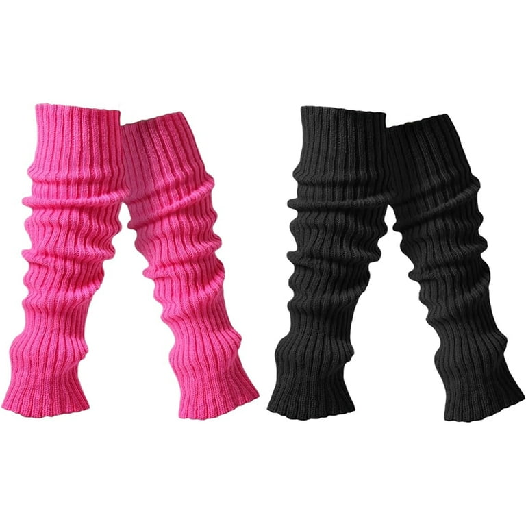 TQWQT 2 Pairs Leg Warmers for Women - Leg Warmers 80s Ribbed Knitted Long  Socks for Party Sports