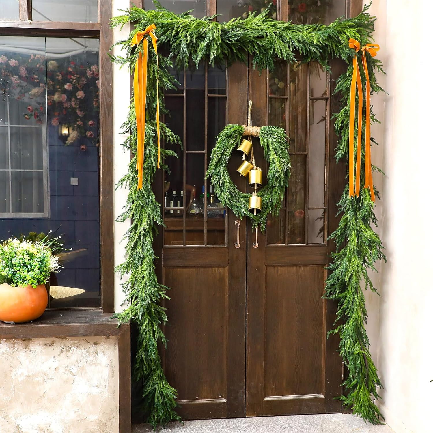 TQWQT 2 Pcs 6FT Artificial Cliff Cedar Garlands, Real Touch Winter