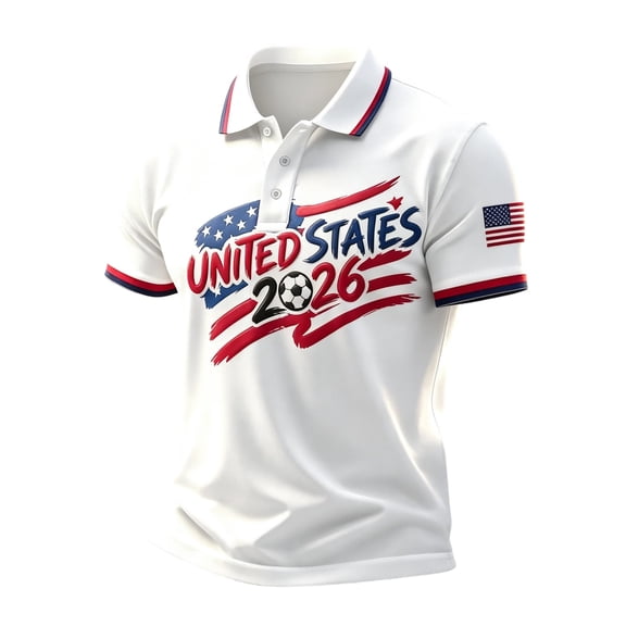 TQWQT 2026 Men's Mexico Soccer Polo Shirt Short Sleeve Patriotic American Flag Graphic Tee Round Neck Football T-Shirt National Team Fan Shirts Pink M