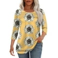 thumbnail image 1 of TQWQT 3/4 Tops for Women Pleated Shirt Plus Size Work Blouse Scoop Neck 3/4 Length Sleeve Dressy Casual Cute Tops Spring Outfits Trendy Clothes Hot Pink 2XL, 1 of 6