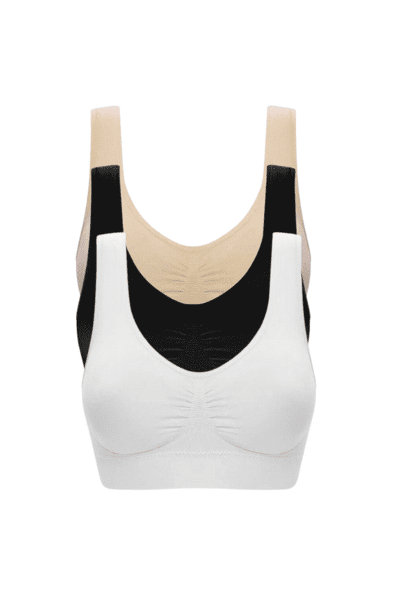 TQWQT 3-Pack Women Sport Bras Stretchy Seamless Sports Bra Wirefree Yoga Bra With Removable Pads Fitness Bra Sale on Clearance