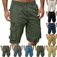 thumbnail image 1 of TQWQT Bermuda Cargo Shorts for Men Big and Tall Casual Elastic Waist Knee Length Hiking Shorts with 6 Pockets, 1 of 6