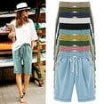 thumbnail image 1 of TQWQT Bermuda Shorts for Women Dressy Casual Cotton Drawstring Shorts Knee Length Wide Leg Trendy Summer Knee Length Shorts with Pockets Hot Pink L, 1 of 5