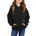 thumbnail image 1 of TQWQT Black Hoodie Kids Girls Sweatshirt Plain Hoodie Long Sleeve Solid Basic Cute Drawstring Pullover Kids Clothes, 1 of 5