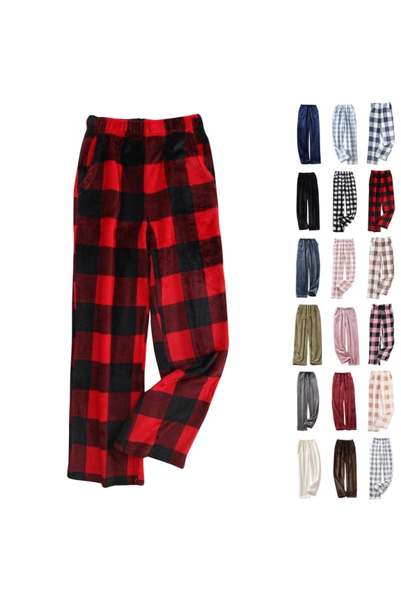 Black Plaid Pajama Pants Women Buffalo Plaid Comfy Lounge Christmas Pants Wide Leg Christmas Pajamas Cotton Drawstring Sleep Pj Bottoms Black S