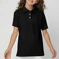 thumbnail image 1 of TQWQT Black Polo Shirt Girls Short Sleeve Polo Shirts Size 7-8 V Neck Button Summer Tops Kids Casual Collared Shirt 130, 1 of 6