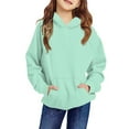 thumbnail image 1 of TQWQT Blue Plain Hoodie for Girls Kids 5-6 Years Long Sleeve Solid Basic Cute Sweatshirt Drawstring Preppy Pullover Mint Green Hoodies for Girls, 1 of 5