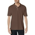 thumbnail image 1 of TQWQT Brown Polo Shirts for Men Short Sleeve Button Down Collared Shirts Casual Loose Plain Tshrits Business Classic Blouses Summer Tops S, 1 of 4