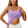 thumbnail image 1 of TQWQT Bra Tank Tops for Women Camisole Adjustable Spaghetti Strap Shelf Bras Yoga Workout Plus Size Padded Undershirts Light Purple 3XL, 1 of 5