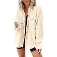 thumbnail image 1 of TQWQT Button Down Long Sleeve Blend, Boyfriend Shirt Jacket (Women's) M, 1 of 5