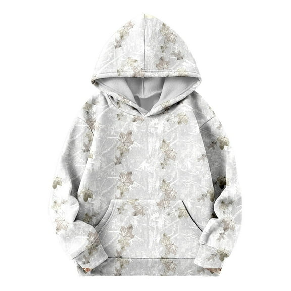 TQWQT Camo Hoodies for Girls Kids 11-12 Years Long Sleeve Maple Leaf Print Cute Sweatshirts Drawstring Pullover Graphic Hoodie Kids Clothes