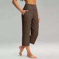 thumbnail image 1 of TQWQT Capri Leggings for Women High Waist Leggings Crop Capris Wide Leg Capri Pants with Pockets Athletic Exercise Tummy Control Cropped Pants Coffee 2XL, 1 of 7