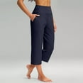 thumbnail image 1 of TQWQT Womens Capris for Summer Straight Leg Capri Pants with Pockets Tummy Control Crop Capris High Waist Workout Cropped Pants Navy XL, 1 of 6