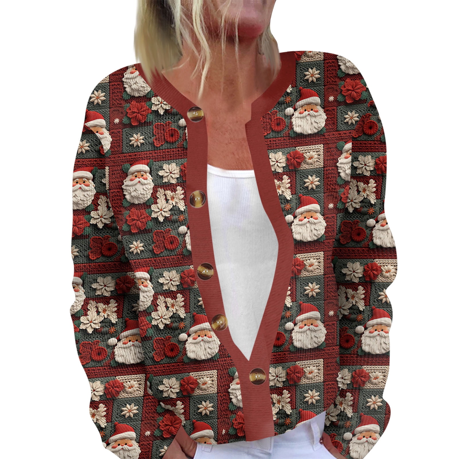 Pull De Noël Rouge Heirloom Collectibles - Taille L Femme - Style Cardigan à Fermeture éclair - Paillettes - Thème "ugly Sweater"